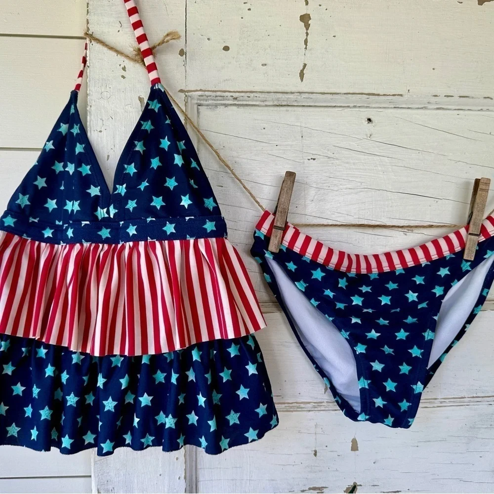 OP & CHILDRENS PLACE, SET OF 2, GIRLS SWIMSUITS. SIZE M(7/8)